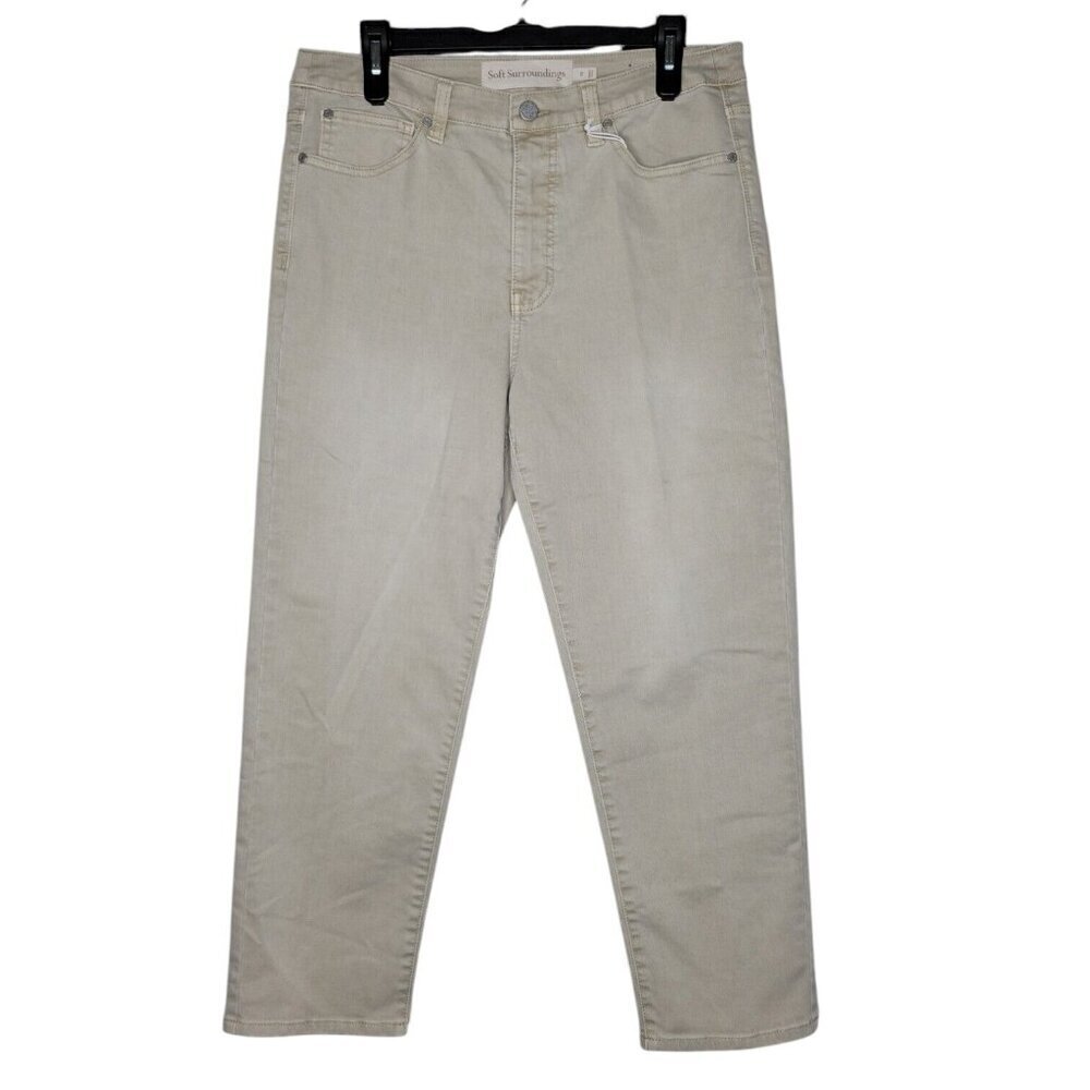 Soft Surroundings Jeans Womens 12 Straight Stretch Comfy Ankle Staple High Rise